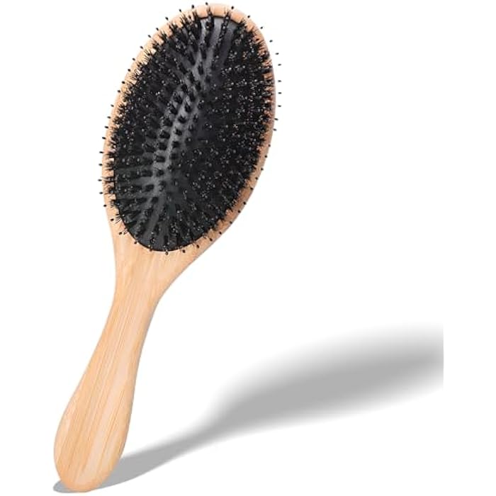 Zoolinn Wooden Hair Brush with Bristle & Nylon Pins for Men, Women, and Kids – Oval Paddle Brush for Wet & Dry Hair, Smoothing, Detangling, and Massaging - Image 1